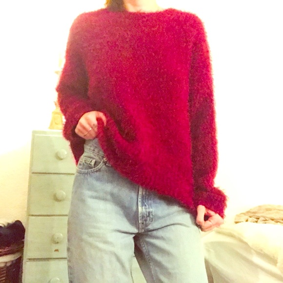 Fuzzy maroon | sweater - Picture 1 of 3